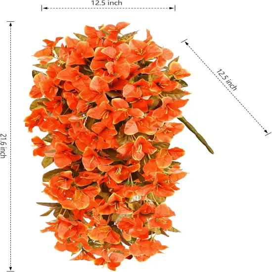 2 Pcs Artificial Fall Orange Bougainvillea Flowers {6}