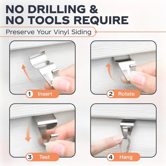 Vinyl Siding Hooks, (8 Pack) No Drilling Siding Clips {3}