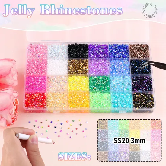 30000Pcs 3mm Flatback Resin Rhinestones with Glue - Multicolored {2}