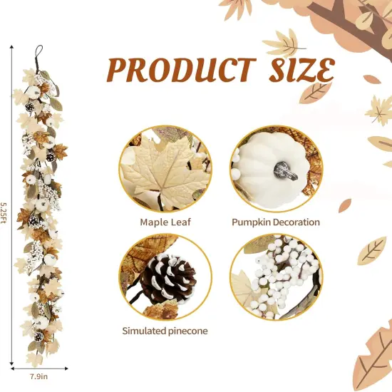 Fall Artificial Maple Leaf Garland Decor - 5.25Ft {5}