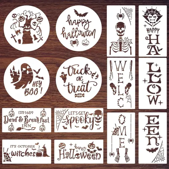 14 Pcs Halloween Stencils for Painting on Wood {1}