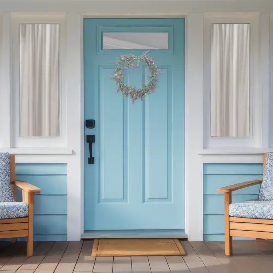 Northlight Pre-Lit Lavender Spring Wreath - Battery Operated - 16" - White LED Lights Green {5}