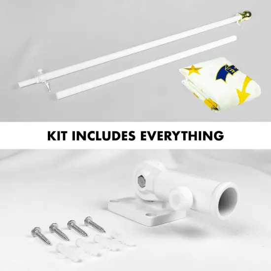 G128 - 6 Feet Tangle Free Spinning Flagpole (White) Rhode Island Flag Brass Grommets Embroidered 3x5 ft (Flag Included) Aluminum Flag Pole {2}