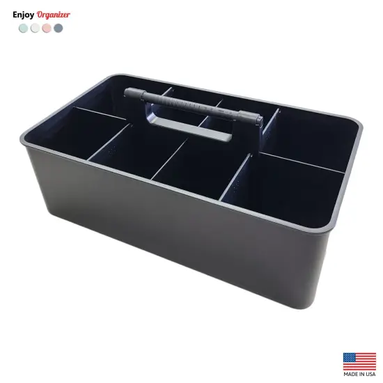 Enjoy Organizer- Commercial Large Portable Caddy Stackable Carry Caddy, Black, Carrier for Cleaning Supplies, Tools, All-Purpose Carry Caddy Made In USA {8}