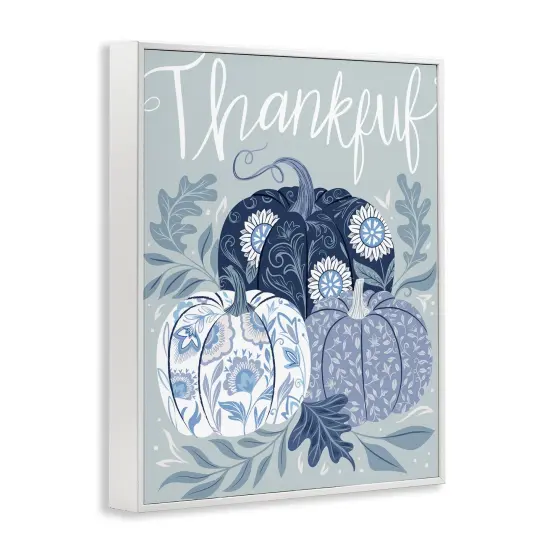 Stupell Industries Thankful Ornate Floral Pumpkins Framed Giclee Wall Art Design by Arrolynn Weiderhold {3}