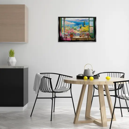 Stupell Industries Seaside Window View Floater Framed Canvas Wall Art Design by LSR Design Studio {2}