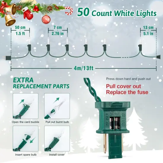 Clear Christmas String Lights 50 Count 13Feet - Warm White &Green Wire {5}