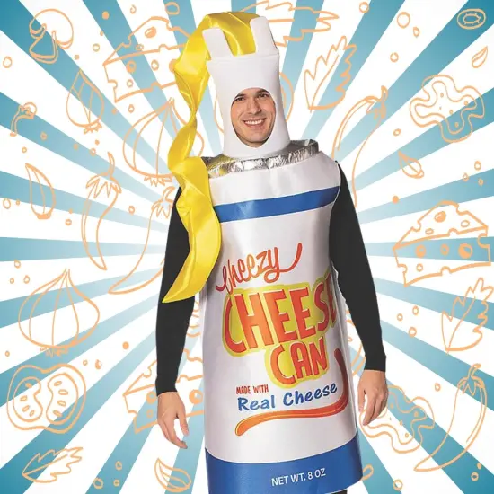 Cheezy Cheese Spray Can Costume Funny Food Head-In Tunic Halloween Party Outfit {6}