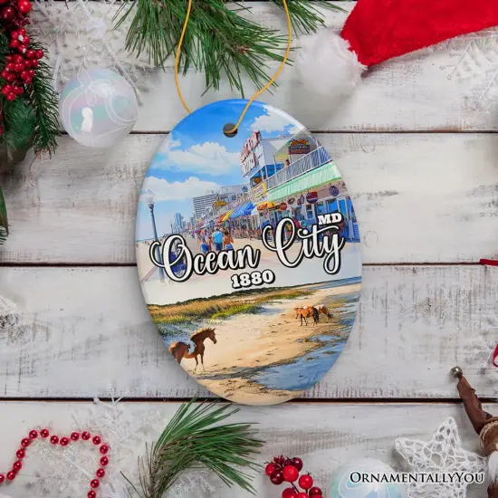 Ocean City Ceramic Ornament, Maryland Coastal Themes Christmas Decoration and Gift {2}