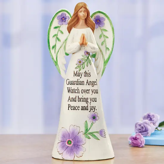 Collections Etc Floral Tabletop Angel Figurine with Sentiment Saying {1}