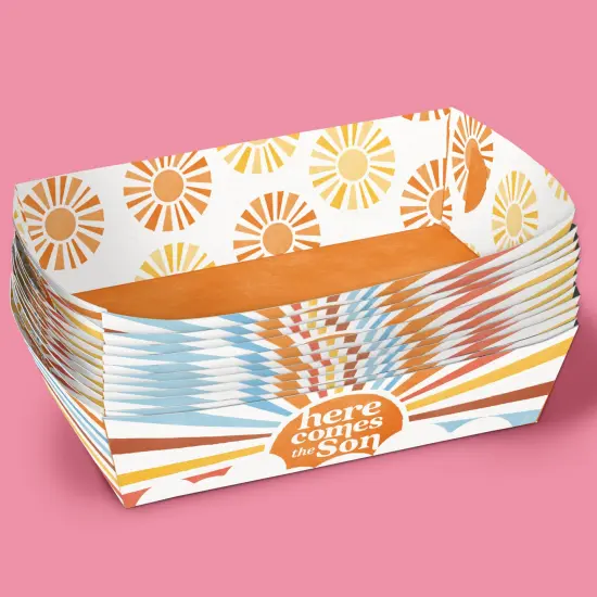 Big Dot of Happiness Here Comes the Son Party Paper Food Trays, Disposable Food Boats Double-Sided Holders for Nachos, Hot Dogs, French Fries - 12 Ct {5}