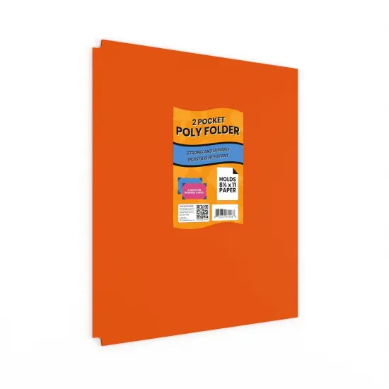 Orange Poly Pocket Folders &ndash; 2 Pockets, Card Slot &ndash; 48 Count {3}