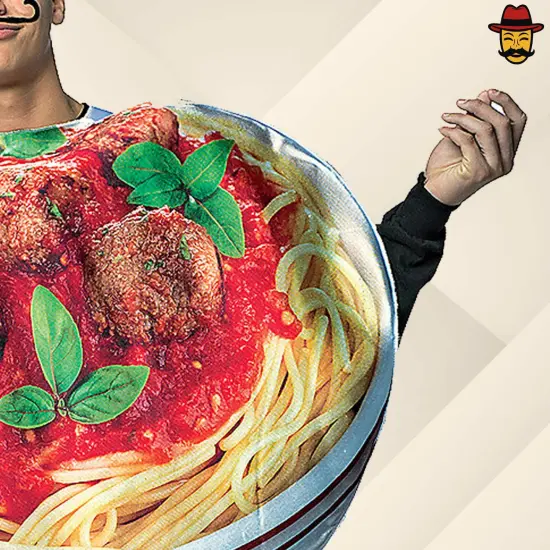 Spaghetti and Meatballs Adult Costume Halloween Food Tunic Chef Hat Funny Group Party Outfit {5}