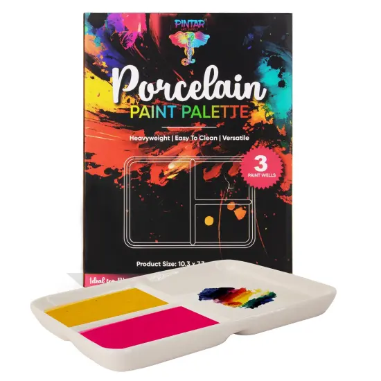 Pintar Ceramic Watercolor Paint Palette Tray - 3 Well Ceramic Palette | “10 x 7" Paint Pallet | Durable Watercolor Palette Tray for Acrylic, Gouache & All Water-Based Paints {5}