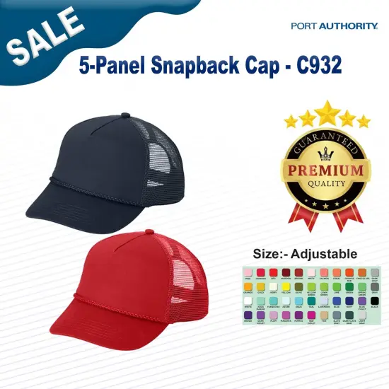 Port Authority&reg; 5-Panel Snapback Cap Red {3}