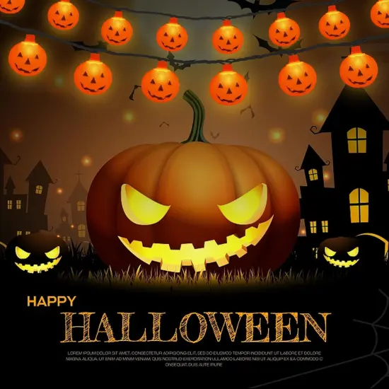 Halloween Pumpkin String Lights - 8.5FT (10 Pumpkin Lights) {2}