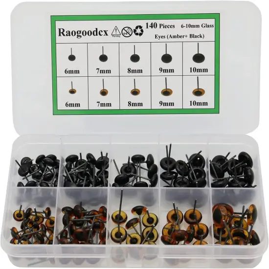 140Pcs Needle Felting Eyes - 6-10mm (Amber with Black) {1}