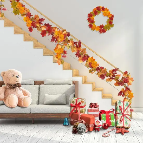 2 Pack Fall Garland Maple Leaf, 13.12Ft Hanging Thanksgiving Decor {4}