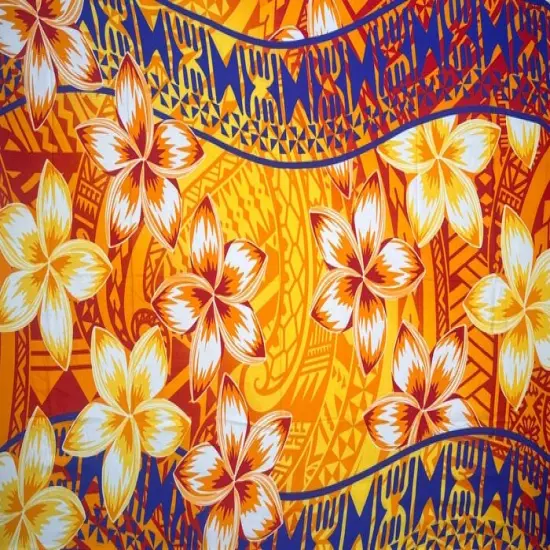 1 Pieces Plumeria Double Border Polyester Sarong, Tropical Beach Wrap 70" x 44.5" Golden Yellow {3}