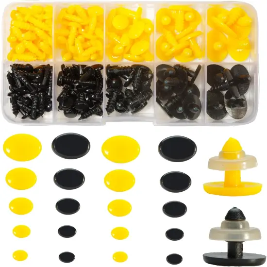 272pcs Plastic Safety Noses 5 Sizes 2 Colors Craft Oval Nose Eyes {1}