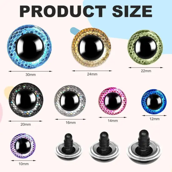 160pcs Rainbow Glitter Safety Eyes for Amigurumi {2}