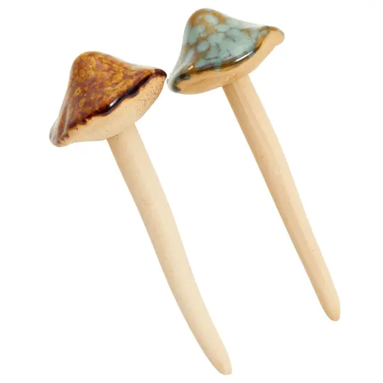 4 Pack 5-inch Ceramic Mushroom Plant Garden Ornament and Decor - Outdoor Decoration Stakes for Planter Pots {7}