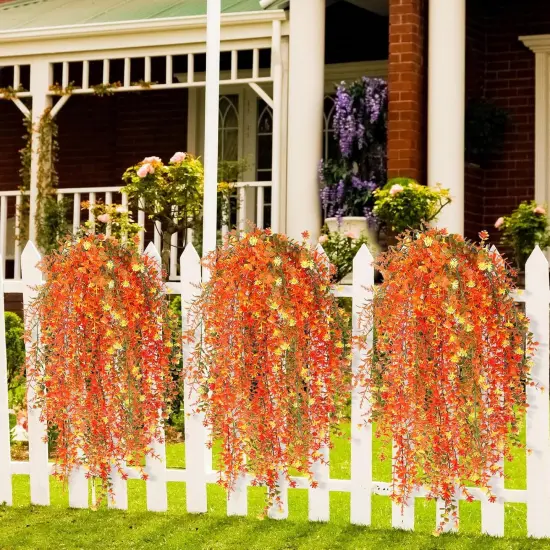 6 Pcs Artificial Hanging Plants Fall Faux Eucalyptus Leaf Fall {4}