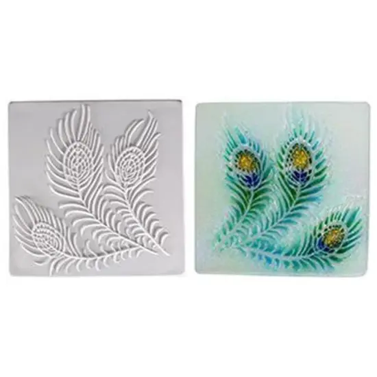 7&rdquo; x 7" x 0.5" Peacock Texture Tile Glass Fusing Kiln Mold {1}
