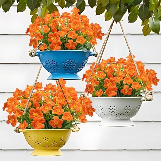 8 Pcs Fall Artificial Outdoors Flowers (Orange) {4}