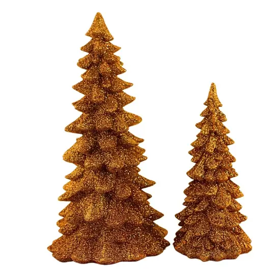 Roman 11.5 Inch Orange Glitter Tree Set Halloween Decorative Tree Set , Halloween Decor Sparkle Pine {3}