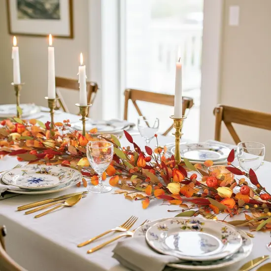 Fall Decor, Fall Garland, 6FT Autumn Eucalyptus Leaves Pumpkin Harvest {2}