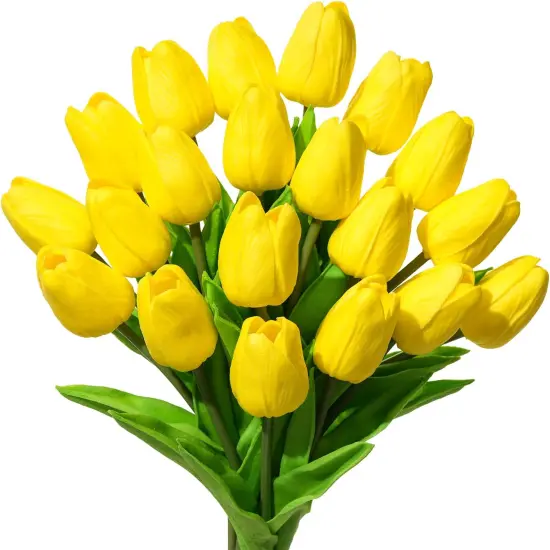 20pcs Fake Tulip Flowers Stem -Yellow {1}