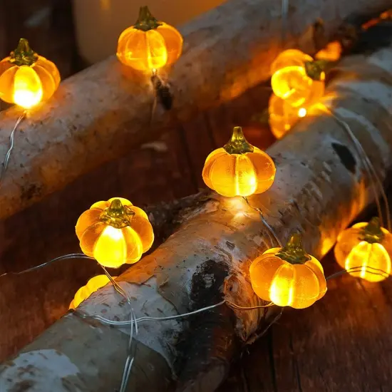Halloween Pumpkin String Lights - 10ft, 30 LEDs (3D Orange Pumpkin) {1}