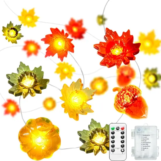 3D Pumpkin Maple Leaf Acorn Fairy String Lights {1}