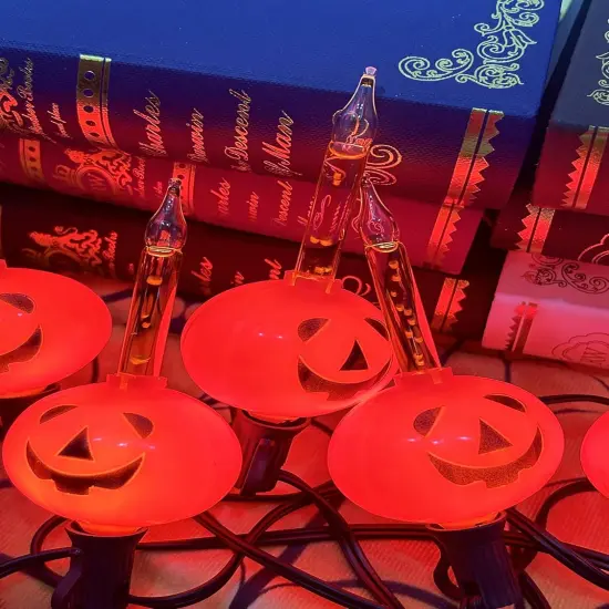 Orange Vintage Halloween String Lights - Jack O Lantern {3}