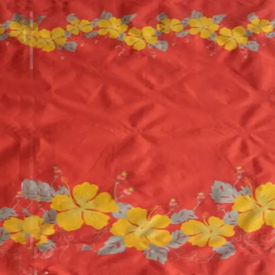 1 Yard Hibiscus Double Border Polyester Fabric For Apparel And Tropical D&eacute;cor Projects 60 Inch Brown/Red {2}