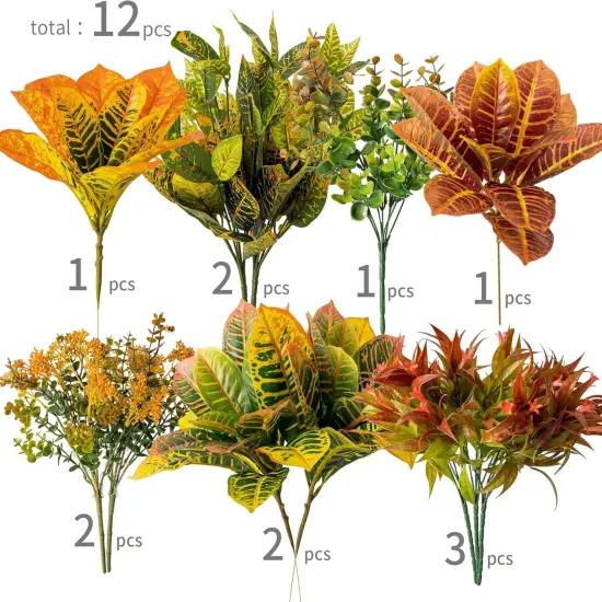 12 Bunches Artificial Fall Flowers - Color Changing Wood Landscape {2}