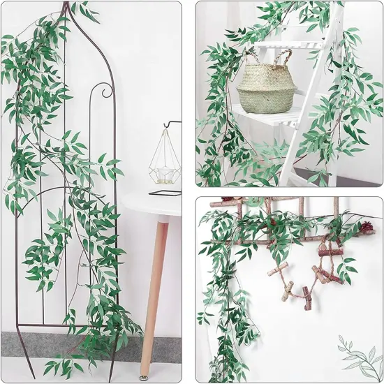 Fake Vines Greenery Garland - 5 Packs Total 28ft Green Willow Leaf Vine {4}