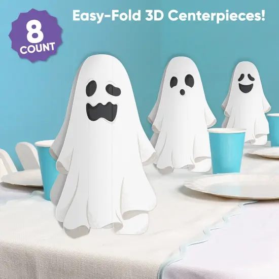 Big Dot of Happiness 3D Spooky Ghost Centerpiece Table Decorations, Freestanding Halloween Party Decor, Halloween Ghost Party Centerpieces - 8 Count {3}