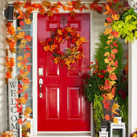 6 Pack Fall Maple Garland, 5.9 FT Artificial Maple Leaves {3}