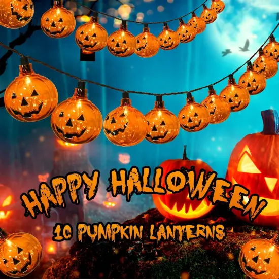 Halloween Pumpkin String Lights - 8.5 Feet (10 Clear Pumpkin) {5}