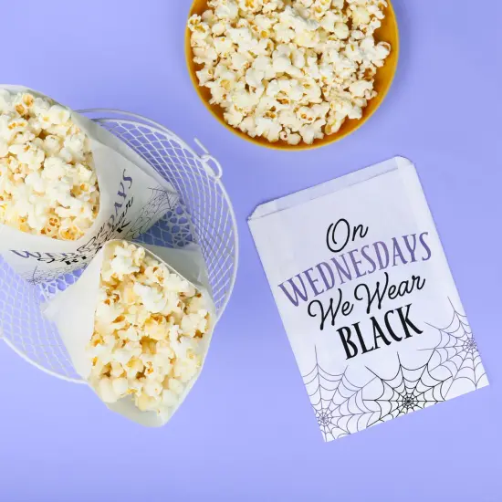 Big Dot of Happiness Goth Girl Paper Treat Bags, Black & Purple Party Individual Candy Snack Favors, Greaseproof White Sandwich Cookie Bags - 25 Count {4}