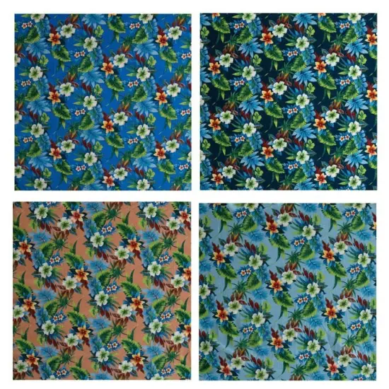 1 Yard Tropical Garden Peachskin Fabric 100% Cotton, 44/45 Inches Width {1}