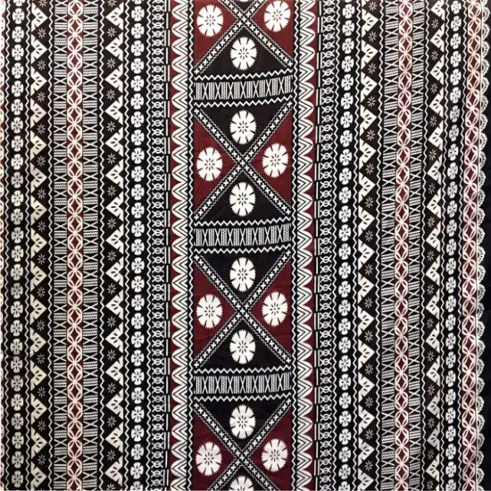 1 Yard Fijian Tapa Polyester Fabric, 36in L x 56in W Inspired Textile Maroon Oak {1}
