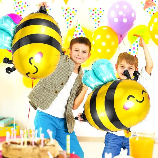 Bee Balloons 10 Pack Smile Face Bee Foil Mylar Balloons for Bee Themed Party Birthday Baby Shower Wedding Party Decorations Supplies {4}