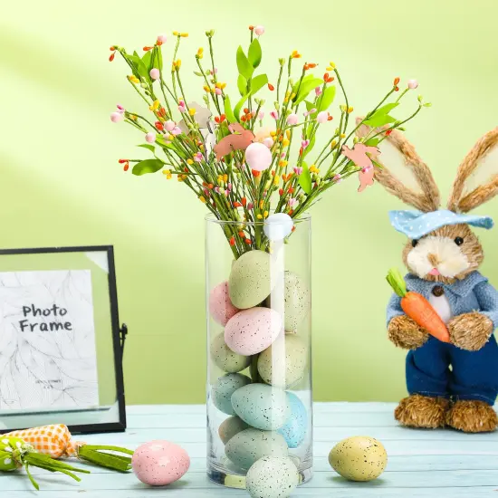 SiliFine Easter Speckled Eggs 2.4 in Plastic Speckled Eggs Bowl and Vase Filler Faux Chicken Eggs for DIY Spring Displays and Easter Decorations (Pink, Blue, Yellow, Light Blue,16 Pcs) {5}