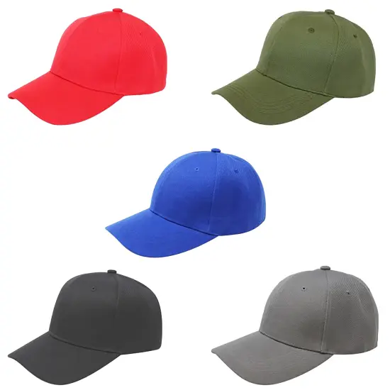 Pack of 5 Mechaly Plain Baseball Cap Hat Adjustable Back {2}