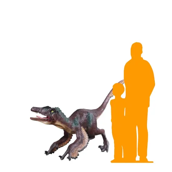 Feathered Velociraptor Dinosaur Life Size Statue {2}