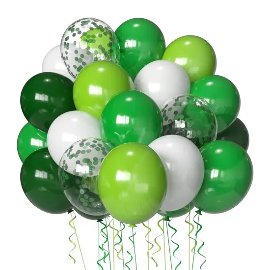 Green Balloons Dark Green Balloon Set, 50 Pcs 12 inch Different Shades Emerald Green Lime Green Confetti Latex Balloons For Jungle Safari Party Supplies {1}