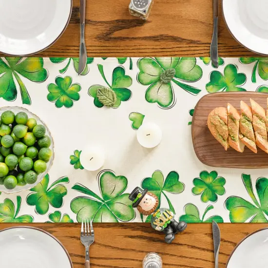 Artoid Mode Green Shamrock Bushes St. Patrick's Day Table Runner, Seasonal Spring Holiday Kitchen Dining Table Decoration for Indoor Outdoor Home Party Decor 13 x 72 Inch {5}